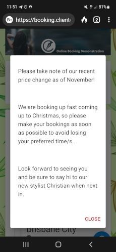 Bookingannouncement